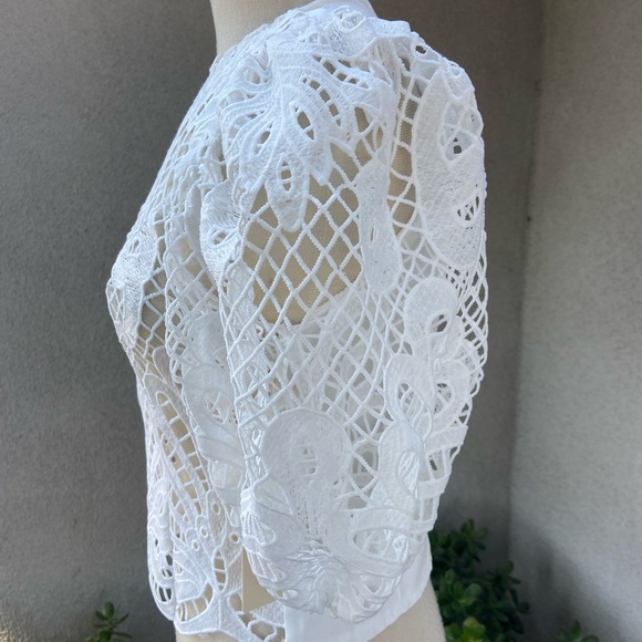 Peach Clothing NWT white front sheer lace top back zipper size Small - Picture 6 of 10